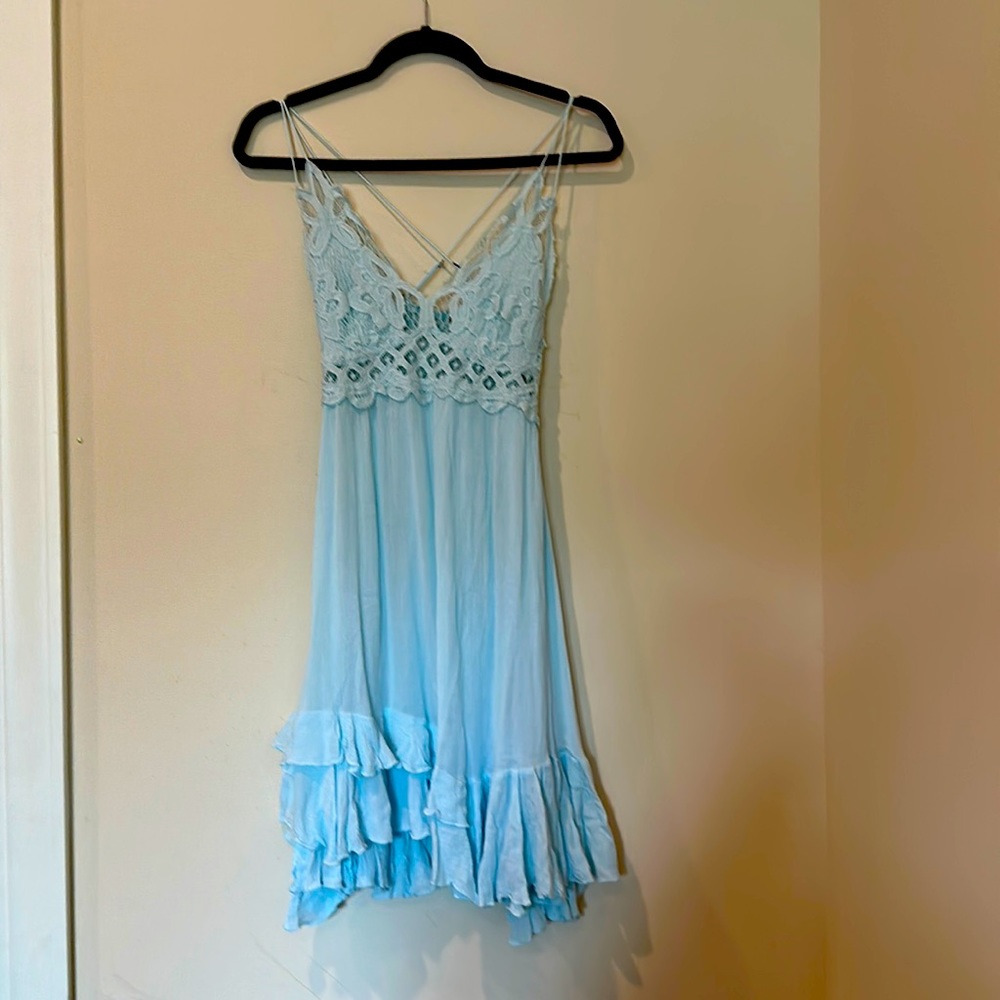 FP Abdella Slip Dress - light blue